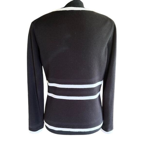 G Knitwear Black and White Contrast Trim Cardigan Blazer – Size Small - Picture 3 of 5